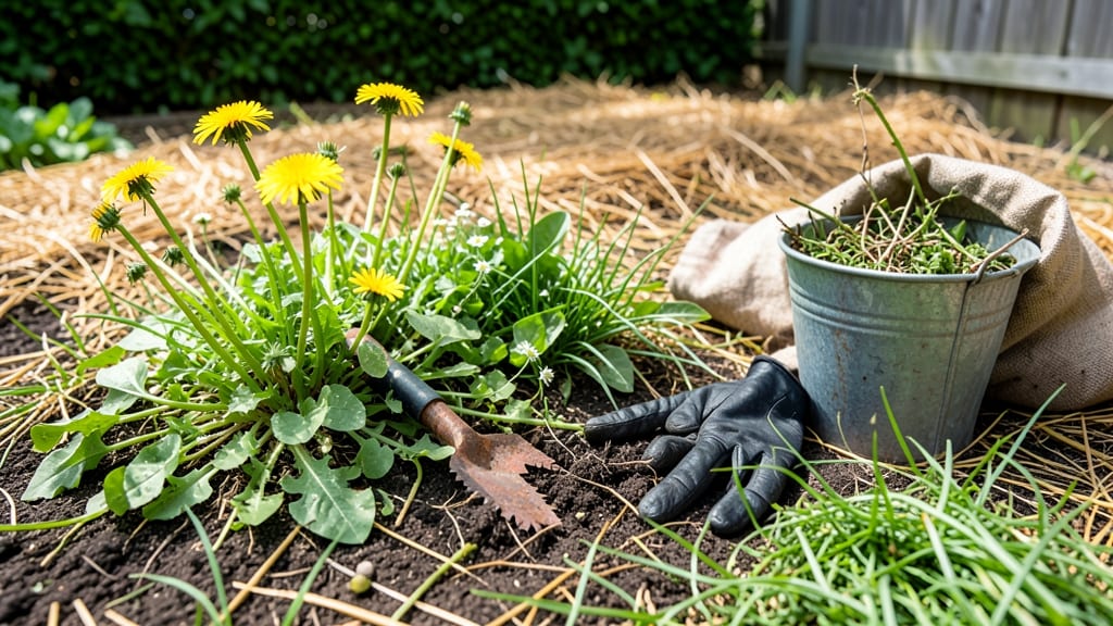 Killing Weeds in Garden Bed: Boiling Water Technique for Stubborn Root Eradication